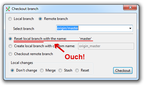 Annotated checkout dialog in GitExtensions
